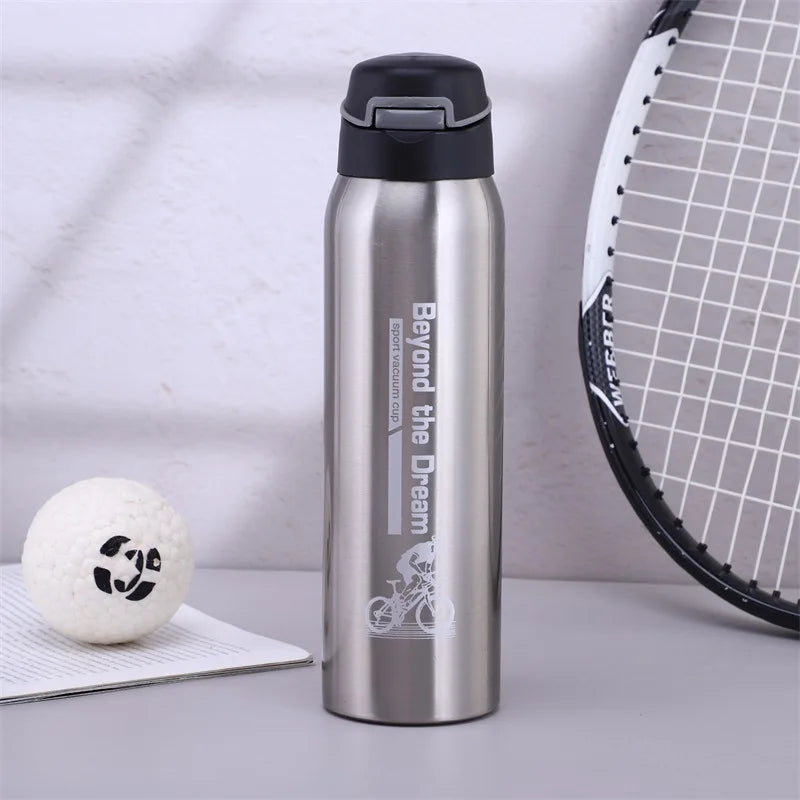 Bouteille d'eau de vélo sous vide en acier inoxydable de 500ML: bouteille d'eau de cyclisme isolée à Double paroi, tasse thermique Simple avec paille