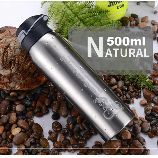 Bouteille d'eau de vélo sous vide en acier inoxydable de 500ML: bouteille d'eau de cyclisme isolée à Double paroi, tasse thermique Simple avec paille