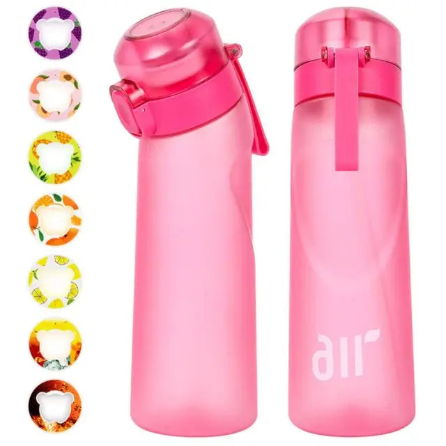 1 bouteille d'eau à air avec 1 dosette de saveur aléatoire portable transparente avec paille anti-fuite adaptée aux sports de plein air