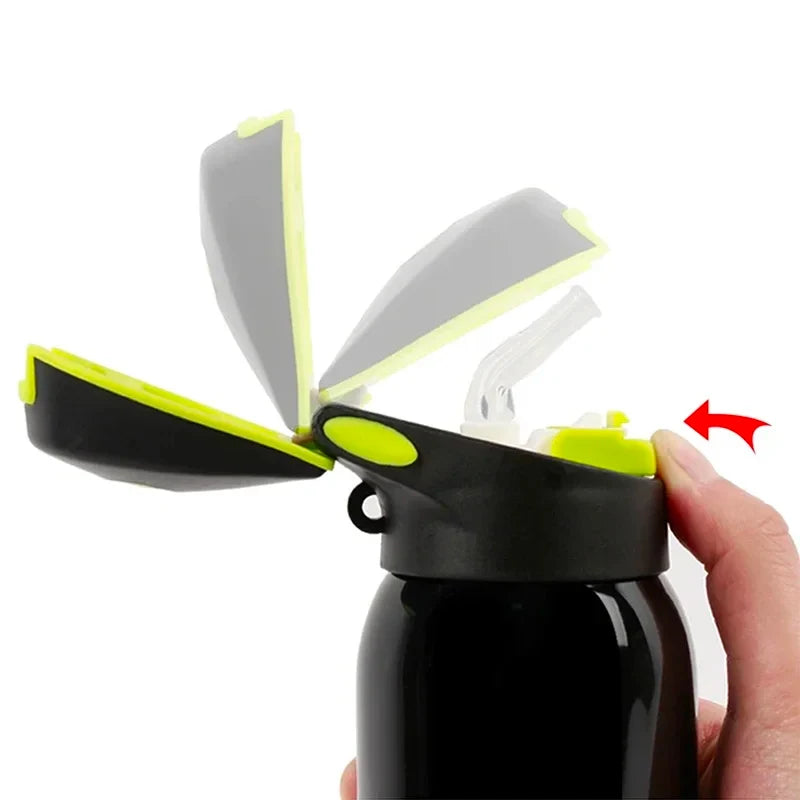 Bouteille d'eau de vélo sous vide en acier inoxydable de 500ML: bouteille d'eau de cyclisme isolée à Double paroi, tasse thermique Simple avec paille