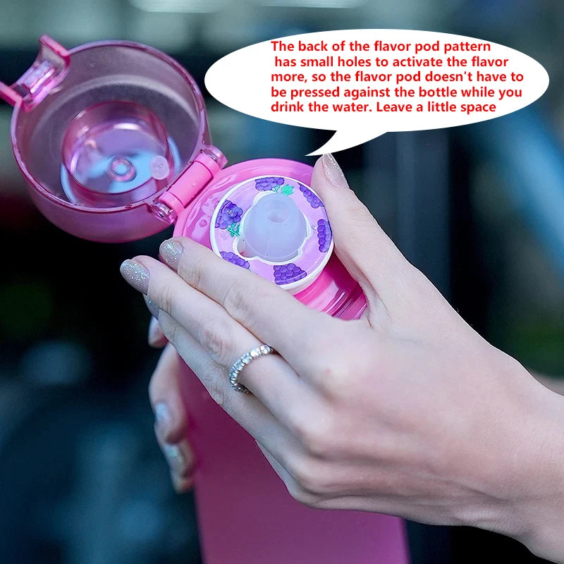 1 bouteille d'eau à air avec 1 dosette de saveur aléatoire portable transparente avec paille anti-fuite adaptée aux sports de plein air
