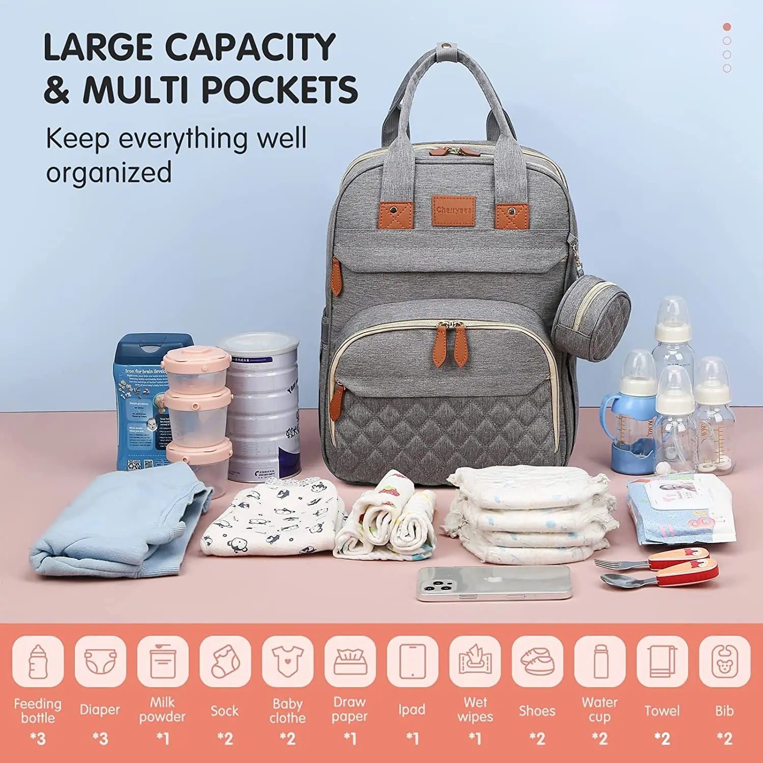 Sac à langer 3 en 1, sac à dos pliable pour lit de bébé, sac de voyage étanche avec chargeur USB, sac à dos avec lit à langer, 3 types