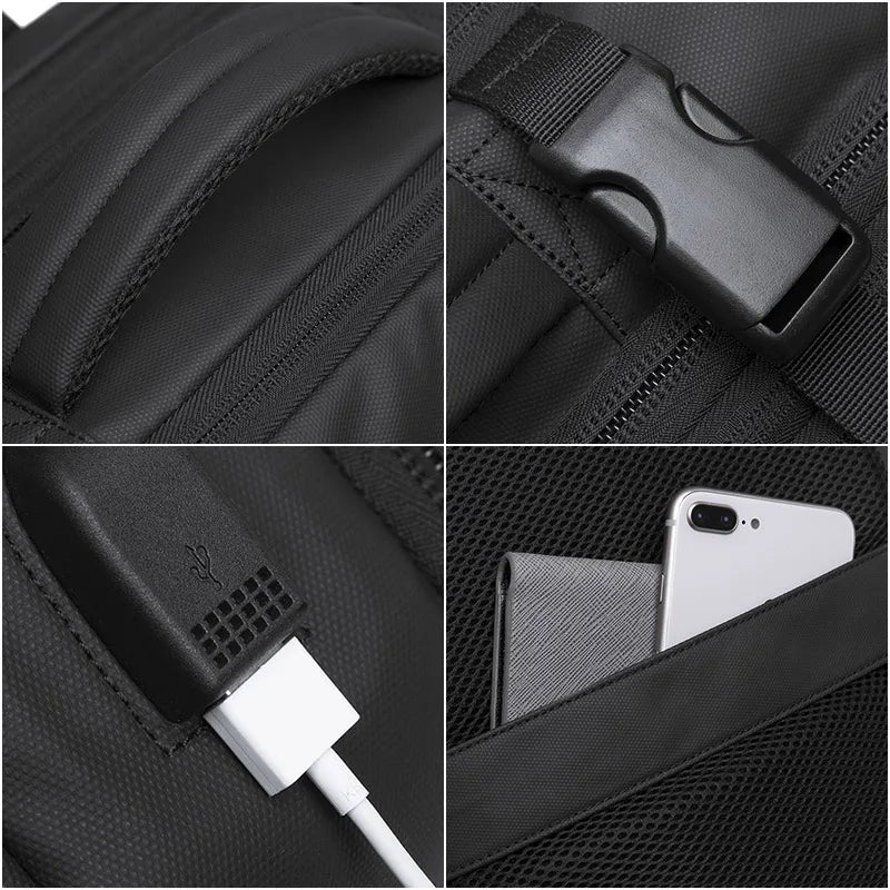 BANGE voyage sac à dos hommes affaires sac à dos école extensible USB sac grande capacité 17.3 ordinateur portable étanche mode sac à dos