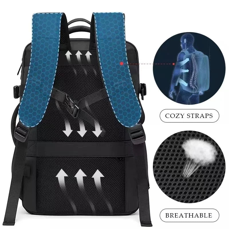 BANGE voyage sac à dos hommes affaires sac à dos école extensible USB sac grande capacité 17.3 ordinateur portable étanche mode sac à dos