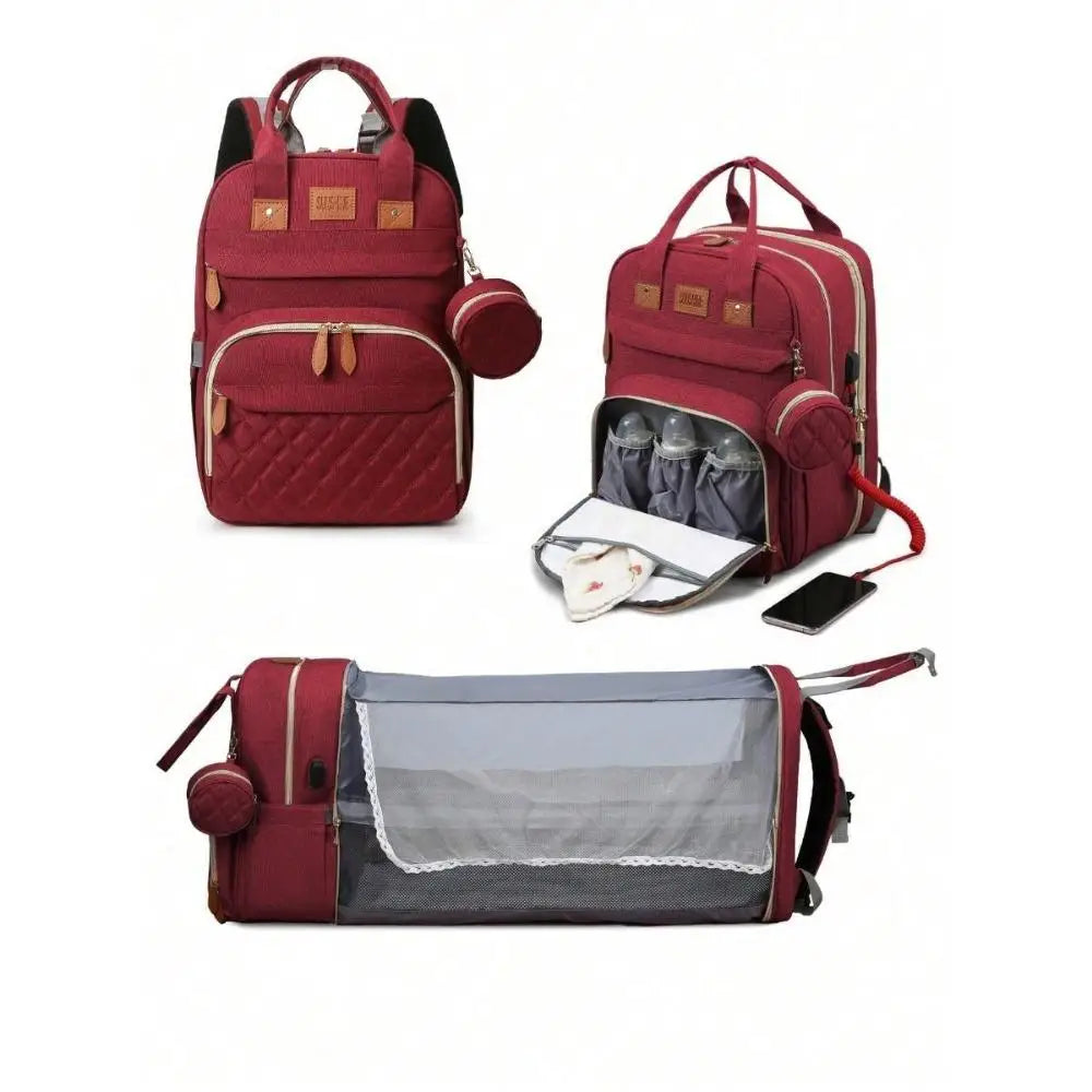 Sac à langer 3 en 1, sac à dos pliable pour lit de bébé, sac de voyage étanche avec chargeur USB, sac à dos avec lit à langer, 3 types