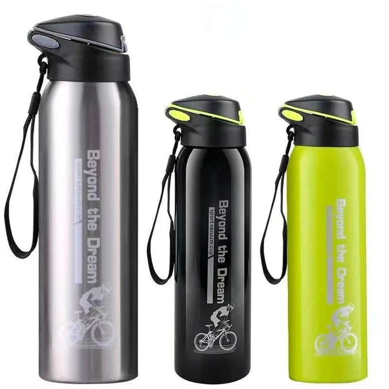 Bouteille d'eau de vélo sous vide en acier inoxydable de 500ML: bouteille d'eau de cyclisme isolée à Double paroi, tasse thermique Simple avec paille