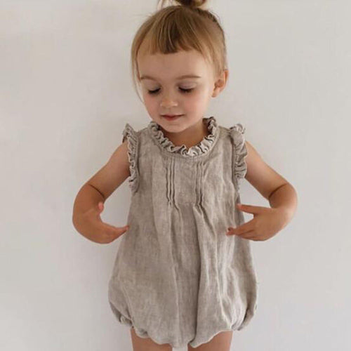 Barboteuse Bébé en Lin à Bretelles — LinoNest™